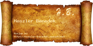 Heszler Benedek névjegykártya